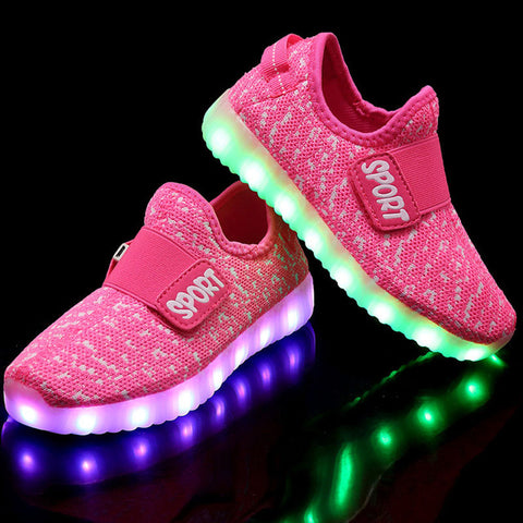 Conduzido Usb Recharge Glowing Hook Loop Shoes For Kids