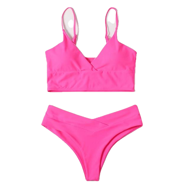 Sexy Women's High Waist Cotton Swimwear Solid Color