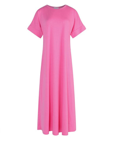 Casual Loose Women's Half Sleeve O-neck Solid Maxi Dress