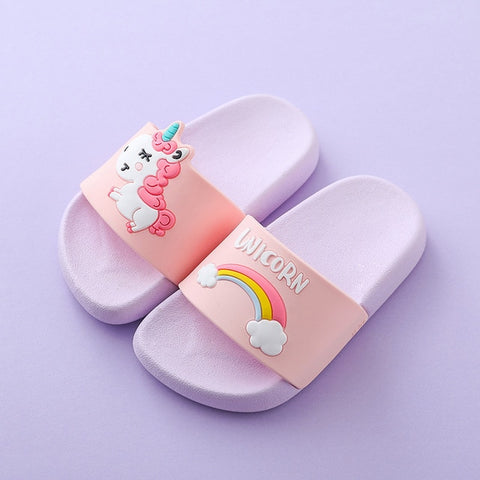 Cute Non-slip Toddlers' Soft Slippers For Indoor With Unicorn Pattern