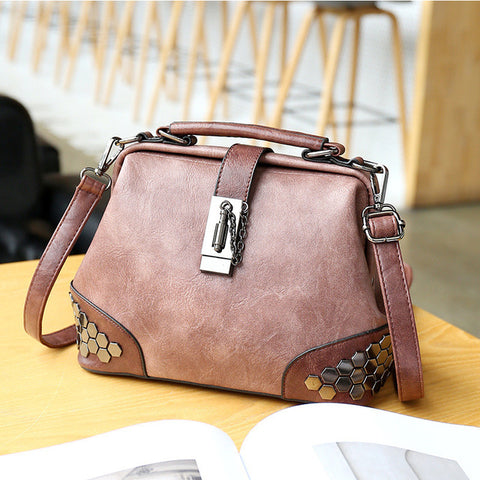 Vintage Trendy Ladies' Leather Small Doctor Bag With Strap