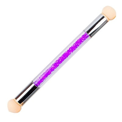 Trendy Round-tipped Nail Powder Brush With Replaceable Sponge Heads
