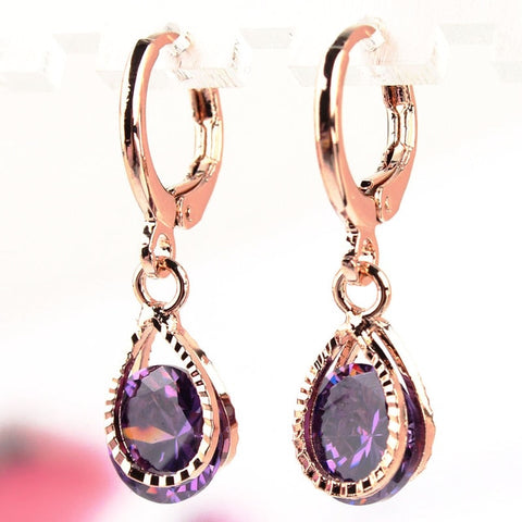 Trendy Water Drop Cz Crystal Earrings For Women Vintage Rose Gold Color Wedding Party Earrings Joias Brinco Correio Presente
