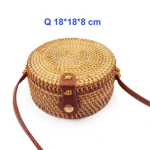 Summer Handmade Round-Shape Straw Crossbody Bags For Women