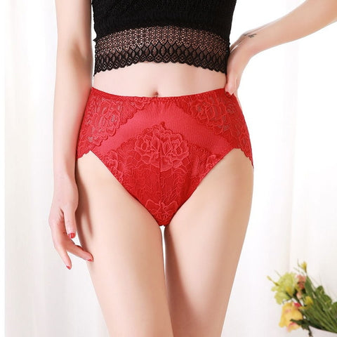 Women Plus Size 6Xl Panties See Through Lace Floral High Rise Women Underwear Briefs High Quality Soft Lingerie Pantie