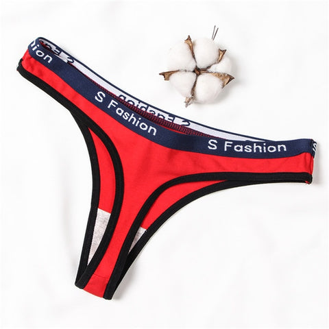 Sexy Women's Low-Rise G-String Cotton Thong With Letter Pattern