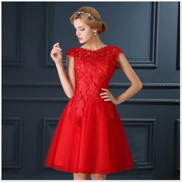 Elegant A-Line Red Evening Gown Prom Dress - Sheseelady