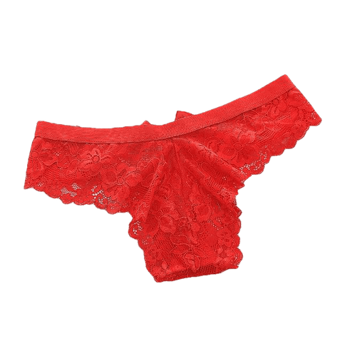 Breathable Sexy Female Low-Rise Print/Lace Cotton Panties