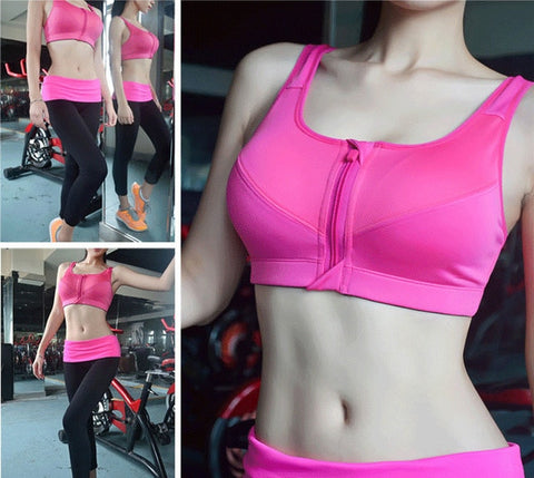 Hot Women Zipper Push Up Sports Bras Vest Underwear Shockproof Breathable Gym Fitness Athletic Running Yoga Bh Sport Tops - Sheseelady