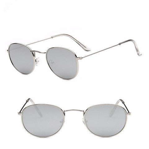 Óculos de sol redondos retrô femininos de marca de grife Óculos de sol para mulheres com espelho de liga leve feminino Oculos De Sol