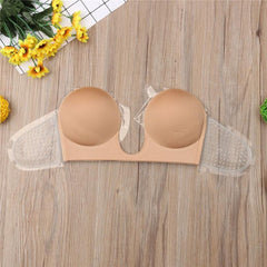 Invisible Push Up Bra Strapless Bras Dress Wedding Party Sticky Self-Adhesive Silicone Brassiere Breathable Deep U Bra Dropship - Sheseelady