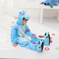 Children'S Pajamas Cartoon New Jumpsuit Flannel Dinosaur Animal Play Suit Long-Sleeved Hoodie Warm Cute Funny One-Piece Pajamas - Sheseelady