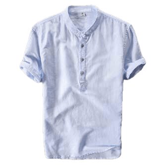 Camisa masculina de linho fino de algodão de manga curta solta