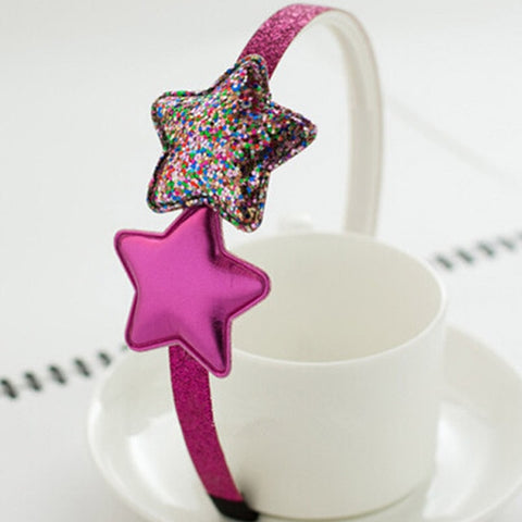 Pink Hairband Star Girls Silver Heart Sequin For Kids