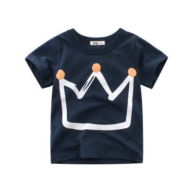 Kids Boys T Shirt Crown Print Short Sleeve
