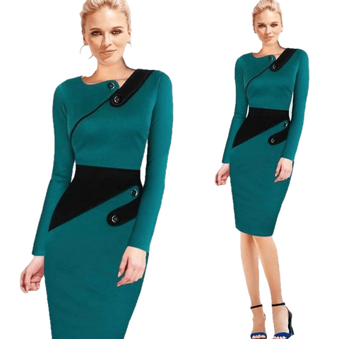 Plus Size Elegant Wear To Work Women Office Business Dress Casual Tunic Bodycon Sheath Fitted Formal Pencil