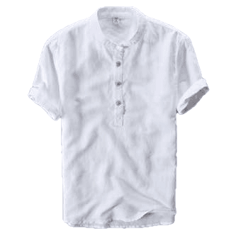 Camisa masculina de linho fino de algodão de manga curta solta