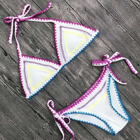 New Sexy Bikinis Women Swimwear Push Up Swimsuit Halter Top Biquini Padicionado Banho Maiô Bandage Brasileiro Bikini Set