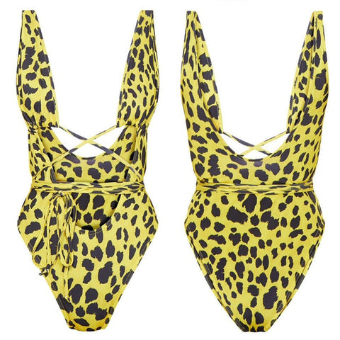 Été nouveau Sexy femmes une pièce serpentine léopard imprimé Monokini Bandage maillot de bain Push Up rembourré Bikini maillot de bain maillots de bain