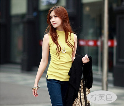 Casual Trendy Ladies' Sleeveless Knitted Tops Solid Color For Summer/Autumn