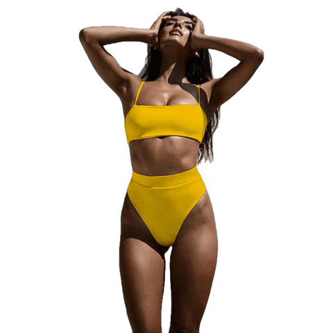 Sexy Bikinis Solide Push Up Bikini Padded Bra Straps High Waist Swimsuit Swimwear Women Print Biquini Xl