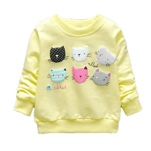 6 Cats Long Sleeves Sweater Girls Kids T-Shirt Clothes - Sheseelady
