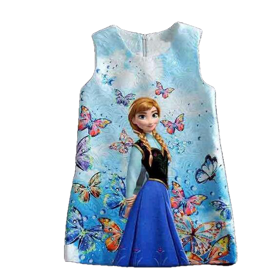 Butterfly Print Anna Elsa Dress For Girls - Sheseelady