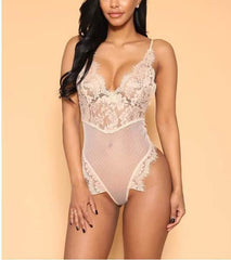 Mulheres Moda Sem Costas Romper Macacão Espaguete Cinta Fina V Neck Macacão Sexy Ver Através de Malha Pura Lace Bodysuits Tops