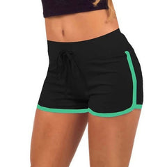 Esportes Fast Drying Drawstring Women Shorts Casual Anti Emptied Cotton Contrast Elastic Waist Correndo Short Pants - Sheseelady