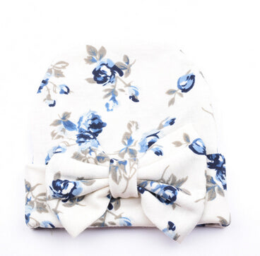 Newborn Baby Hat Flower Bow-Knot Print