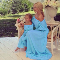 3 Color Solid Maxi Dresses For Mother And Daughter - Sheseelady