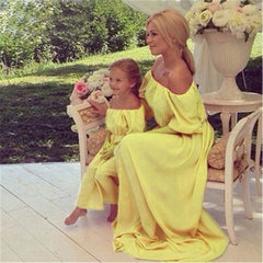 3 Color Solid Maxi Dresses For Mother And Daughter - Sheseelady