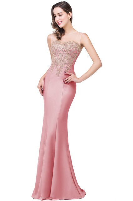 Elegant Flash Backless Off-the-shoulder Appliqued Lace Mermaid Prom Dresses For Ladies