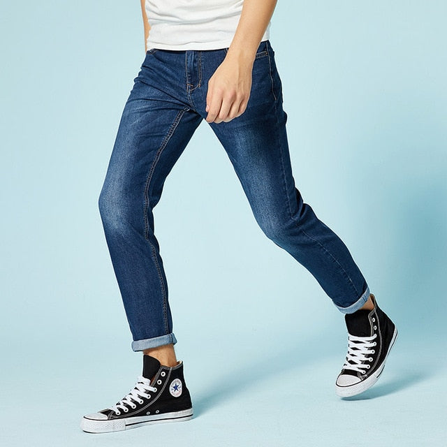 Calças de ganga para homem calças slim fit calças de ganga clássicas calças de ganga masculinas calças de design casual skinny calças retas de elasticidade
