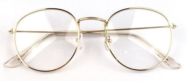 האישה חדש מעצב המשקפיים מסגרות משקפיים עגולים אופטיים מסגרת מתכת ברור אייוור עין זהב כסף שחור עדשת זכוכית