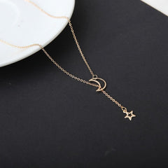 Fashion Moon Star Pendant Choker Necklace Gold Color Alloy Zinc Chain Necklace Necklace For Women Party Jewelry Archery Necklace - Sheseelady