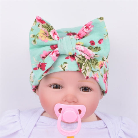 Chapéu de bebê recém-nascido com estampa de nó de flor