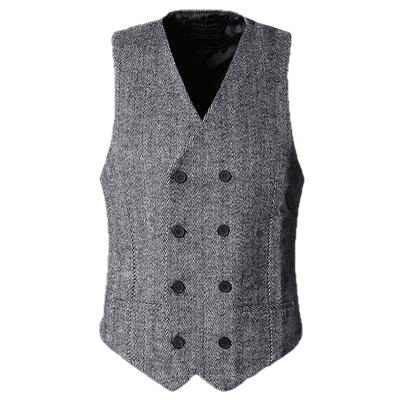 Men'S Double Breasted Vest Formal Grey Slim Business Jacket
