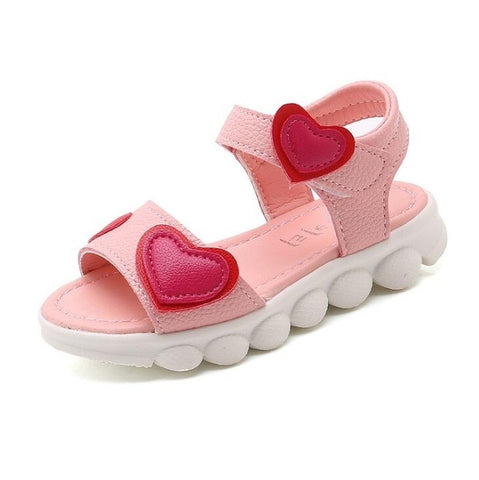 Summer Lovely Flower Shape Sole PU Princess Sandals For Girls