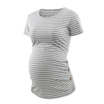 Pack Of 3Pcs Maternity Clothes Ropa Embarazada Tee Shirt Tops Pregnancy T-Shirt Casual Flattering Side Ruching
