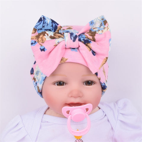 Newborn Baby Hat Flower Bow-Knot Print