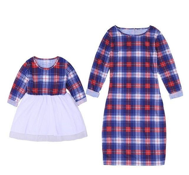 Mother Daughter Matching Clothes Sets And Short Sleeves Dot T-Shirt+Skirts