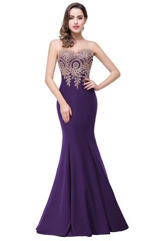 Elegant Flash Backless Off-the-shoulder Appliqued Lace Mermaid Prom Dresses For Ladies