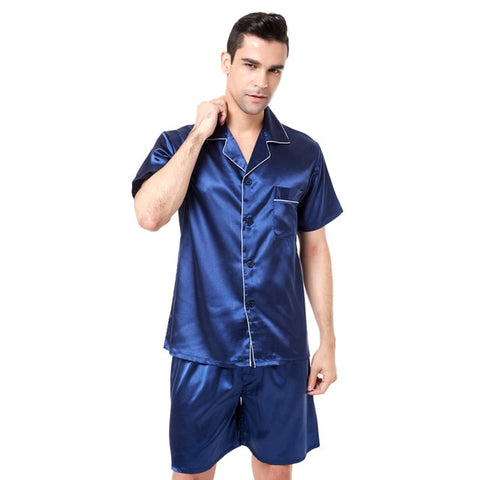 Shorts pour hommes pyjama en soie pyjama ensemble chemise de nuit douce